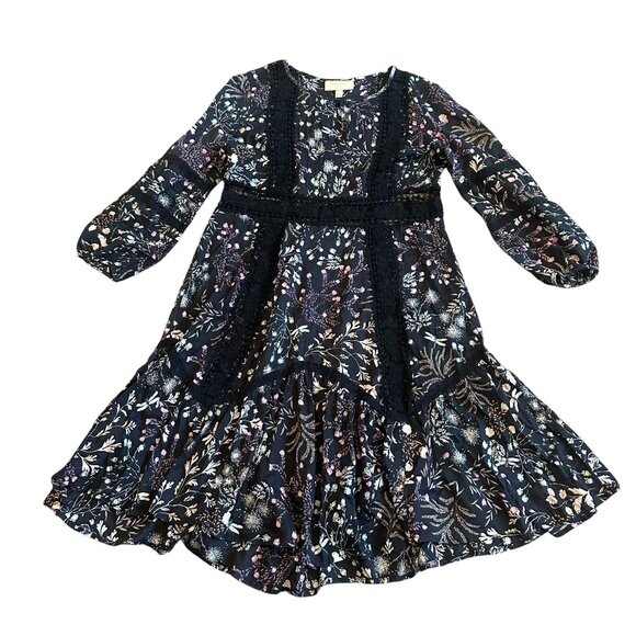 Moulinette Soeurs Anthropologie Floral Print Dress Lace Trim Size 2 Women's - Picture 2 of 13